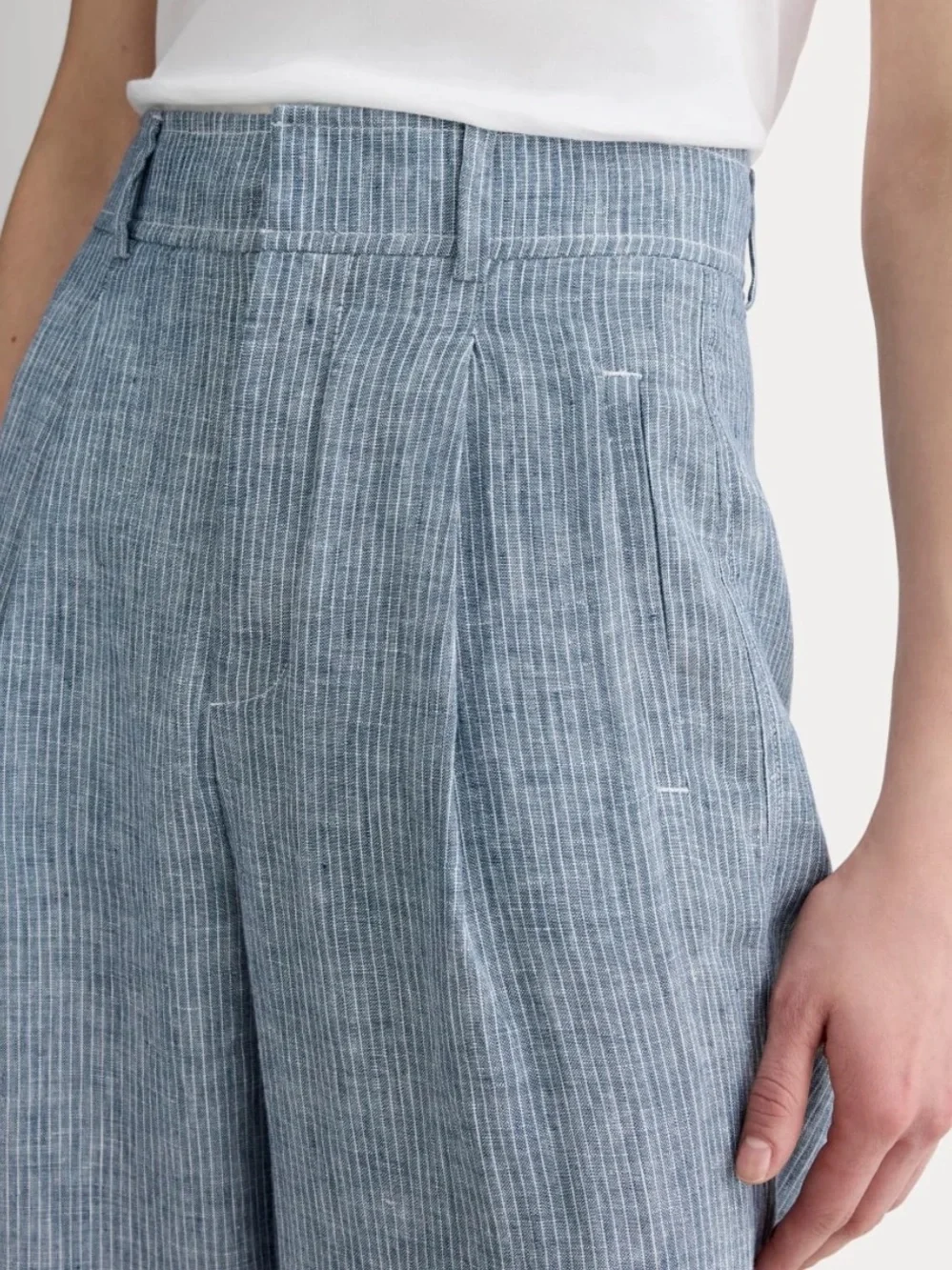 Everlane The Linen Way-High® Drape Blue Pant size 10